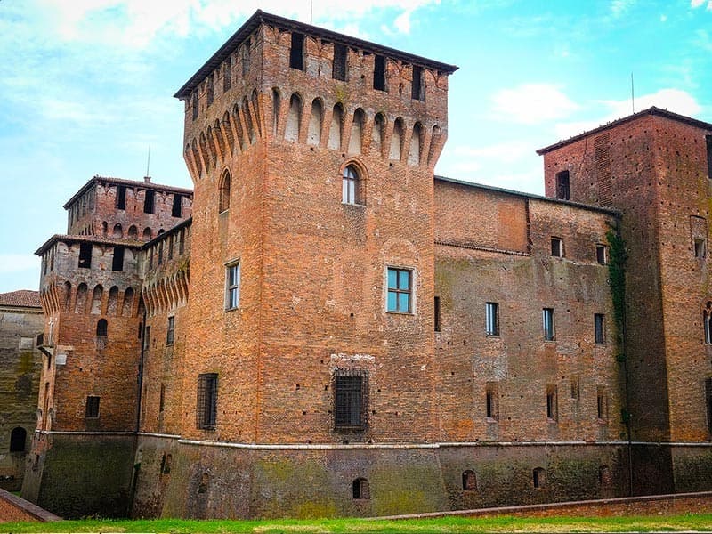 Facade of the historic Palazzo Ducale in Mantua, Italy, a complex of buildings that were the royal residence of the Gonzaga family.
